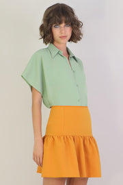 Tissue Mini Peplum Skirt Earth