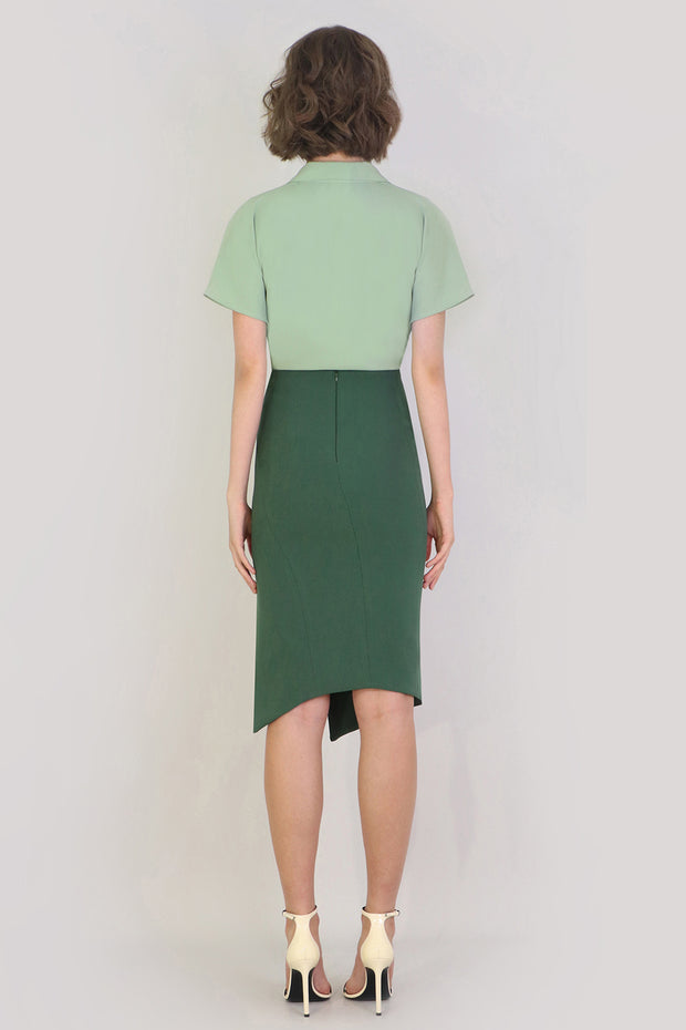 Tissue Asymmetric Split Skirt Khaki
