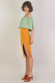 Tissue Asymmetric Split Skirt Earth
