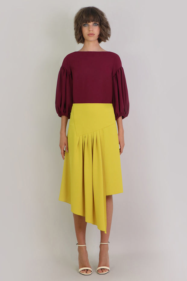 Fluid Puff 3/4sl Blouse Raspberry