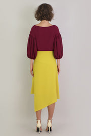 Fluid Puff 3/4sl Blouse Raspberry