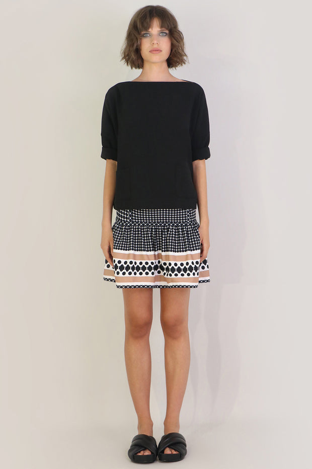 Tissue Swing Top With Pockets 3/4sl Black