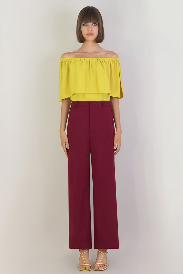 Fluid Split Wide Leg Pant Raspberry