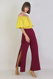 Fluid Split Wide Leg Pant Raspberry