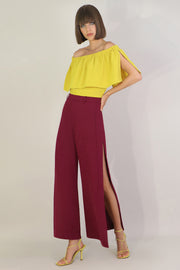 Fluid Split Wide Leg Pant Raspberry