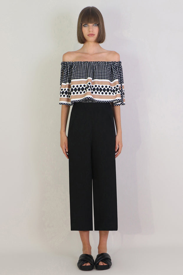 Tissue Wide Leg Culotte Black