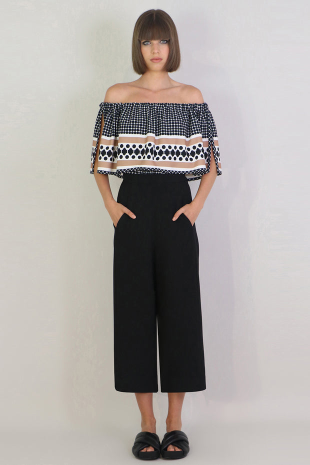 Tissue Wide Leg Culotte Black