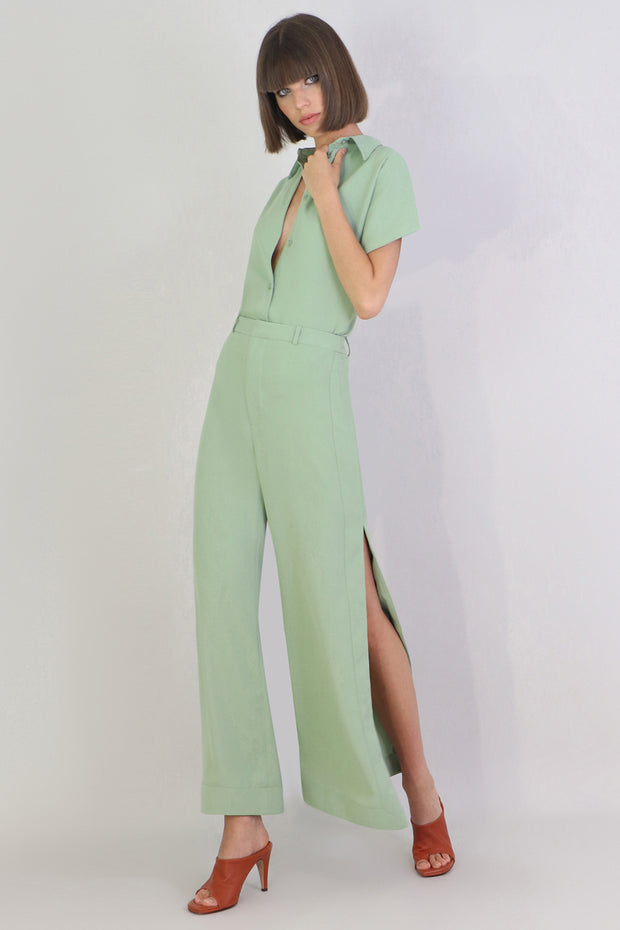 Fluid Split Wide Leg Pant Sage