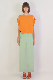 Fluid Split Sleeve Blouse Orange