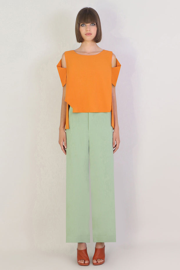 Fluid Split Sleeve Blouse Orange