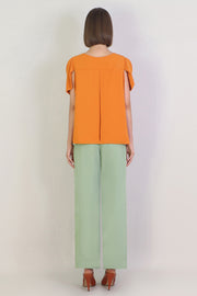 Fluid Split Sleeve Blouse Orange