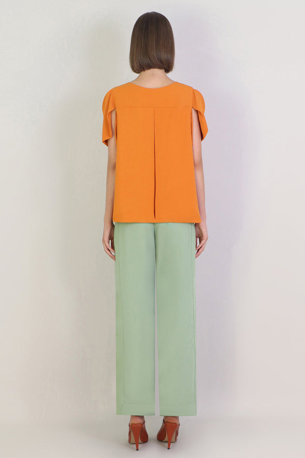 Fluid Split Sleeve Blouse Orange