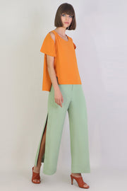 Fluid Split Sleeve Blouse Orange