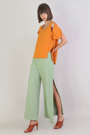 Fluid Split Sleeve Blouse Orange