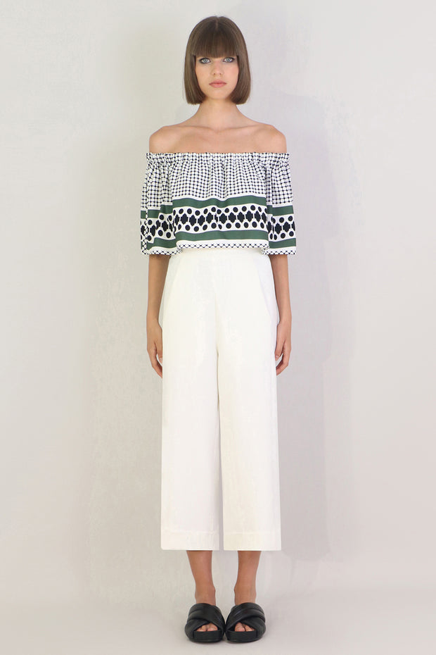 Tissue Wide Leg Culotte Ivory