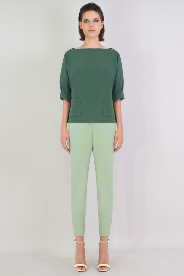 Tissue Swing Top With Pockets 3/4sl Khaki