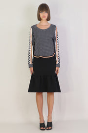 Tissue Midi Peplum Skirt Black