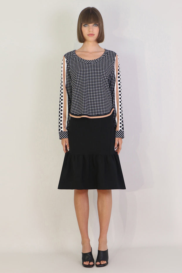 Tissue Midi Peplum Skirt Black
