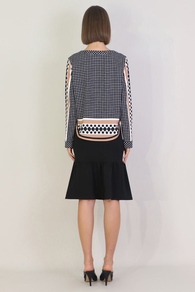 Tissue Midi Peplum Skirt Black