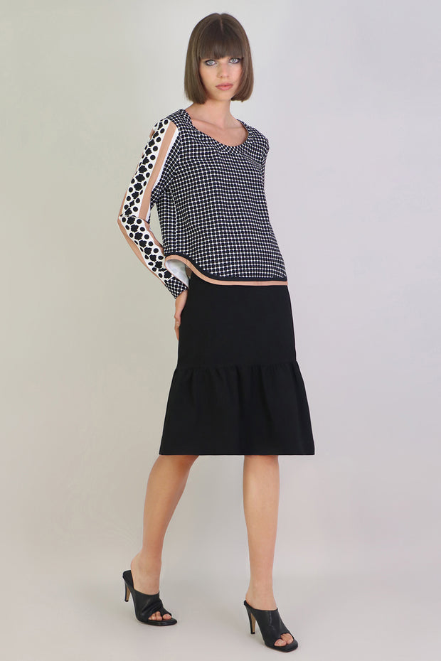 Tissue Midi Peplum Skirt Black