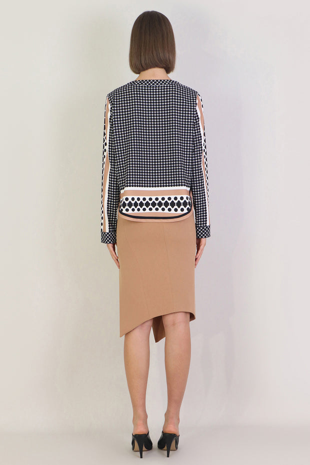 Tissue Asymmetric Split Skirt Nutmeg
