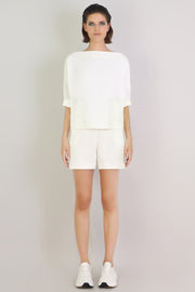 Tissue Swing Top With Pockets 3/4sl Ivory