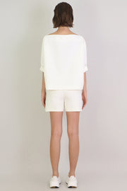 Tissue Swing Top With Pockets 3/4sl Ivory