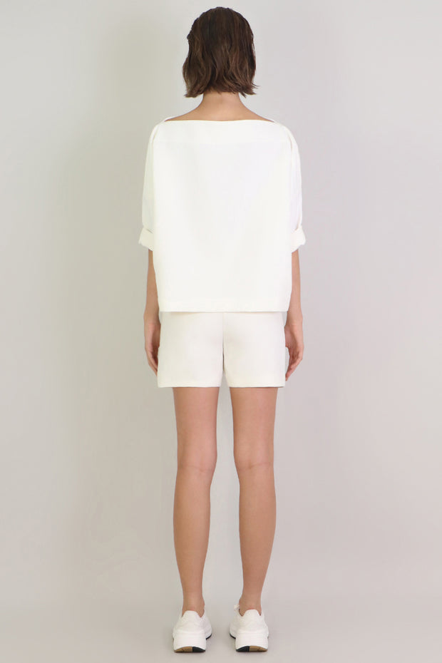 Tissue Swing Top With Pockets 3/4sl Ivory