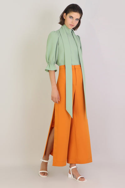 Fluid Split Wide Leg Pant Orange