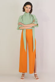 Fluid Split Wide Leg Pant Orange