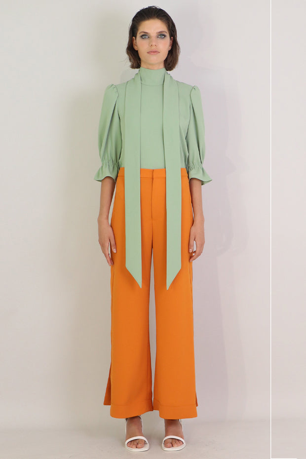 Fluid Split Wide Leg Pant Orange