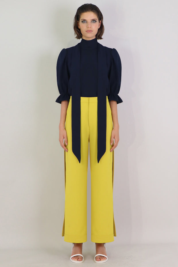 Fluid Victoriana Blouse L/s Navy