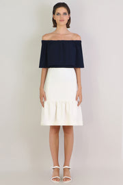 Tissue Midi Peplum Skirt Ivory