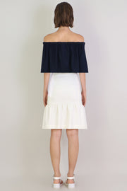 Tissue Midi Peplum Skirt Ivory