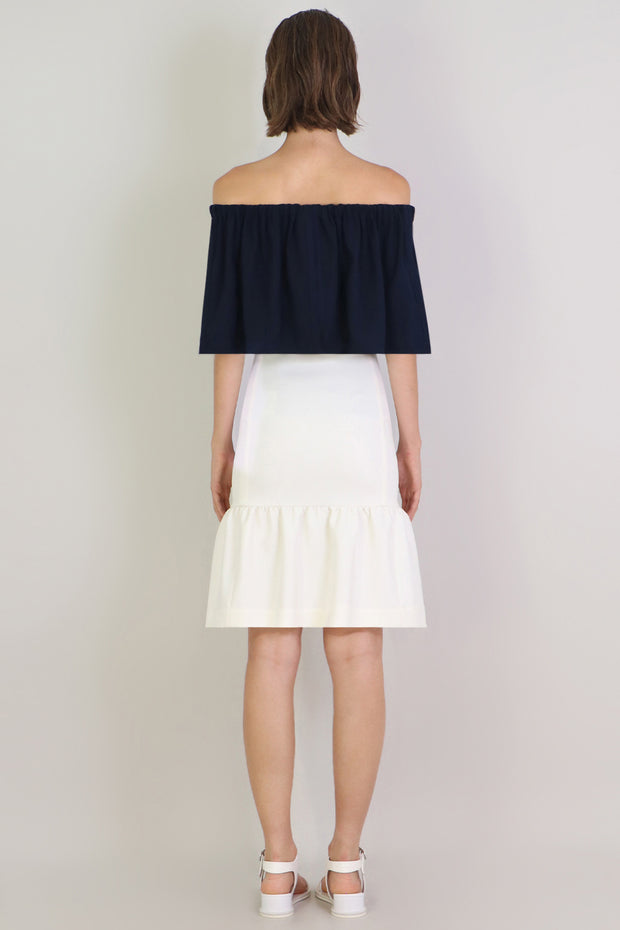 Tissue Midi Peplum Skirt Ivory