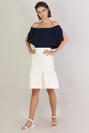 Tissue Midi Peplum Skirt Ivory