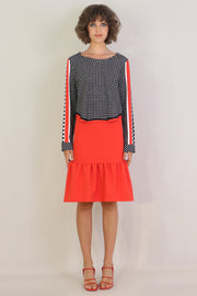 Tissue Midi Peplum Skirt Red