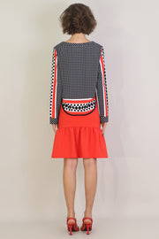 Tissue Midi Peplum Skirt Red