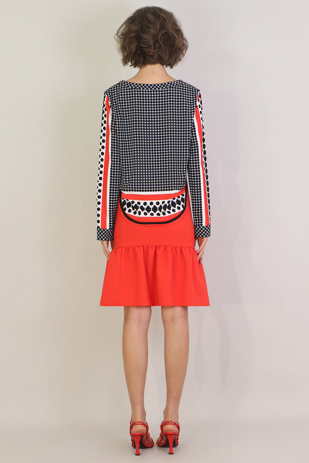 Tissue Midi Peplum Skirt Red