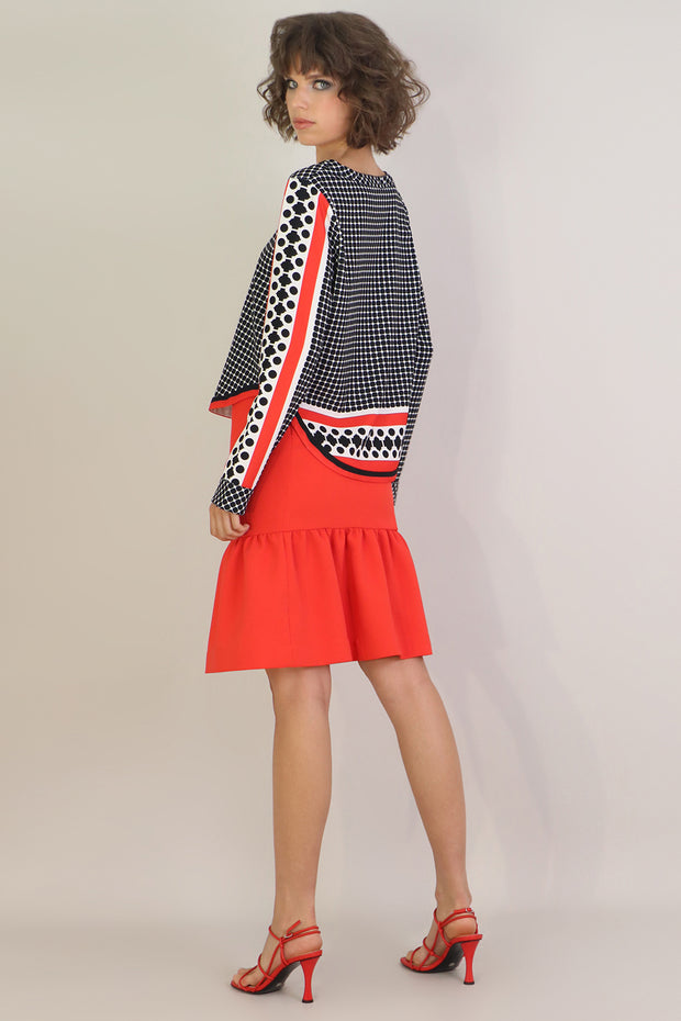 Tissue Midi Peplum Skirt Red