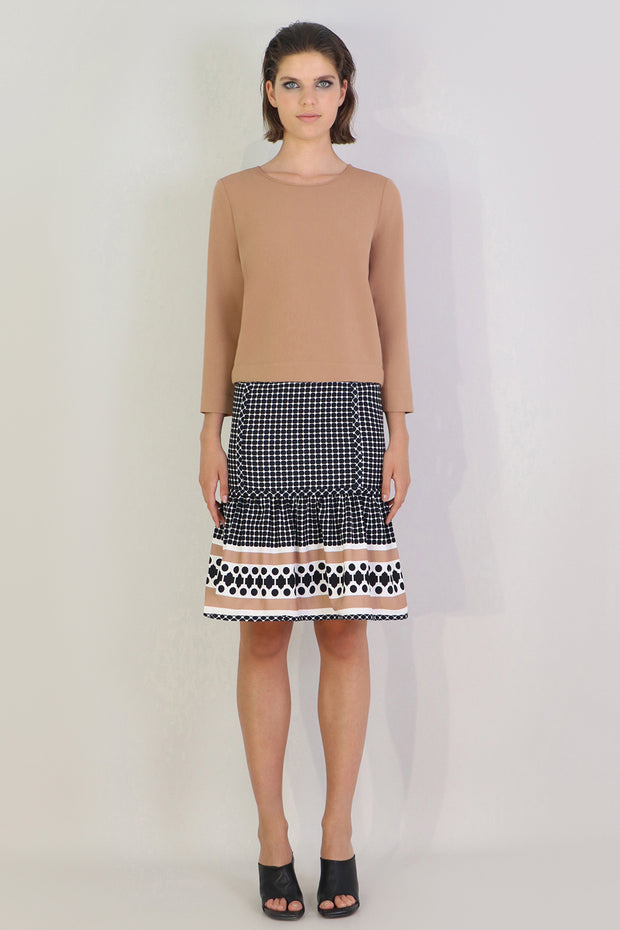 Tissue Crop Top 3/4sl Nutmeg
