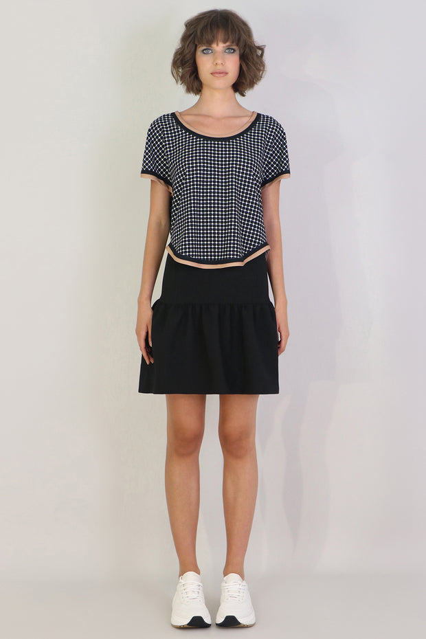 Tissue Mini Peplum Skirt Black