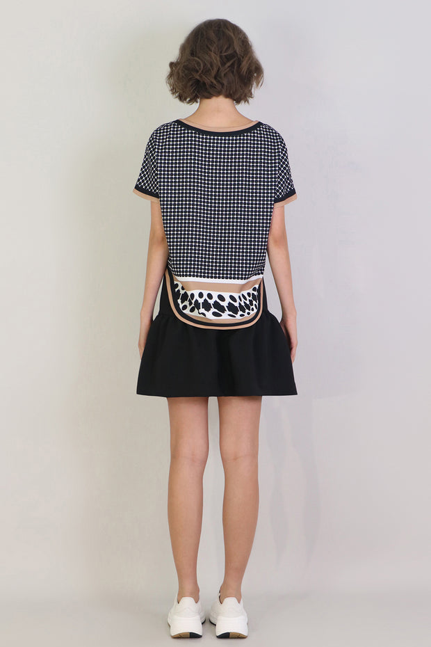 Tissue Mini Peplum Skirt Black