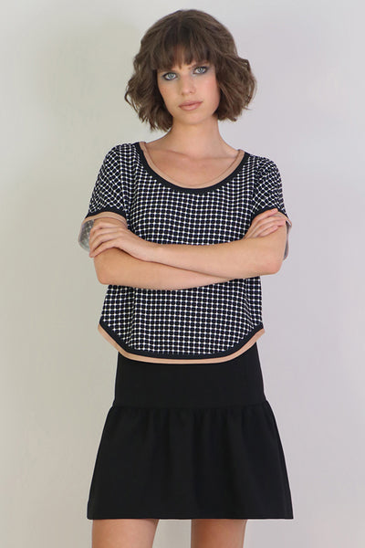 Tissue Mini Peplum Skirt Black