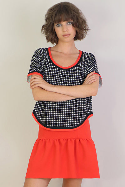 Tissue Mini Peplum Skirt Red