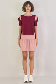 Tissue Mini Peplum Skirt Pink