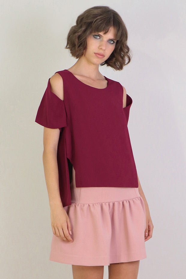 Tissue Mini Peplum Skirt Pink