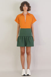 Tissue Mini Peplum Skirt Khaki
