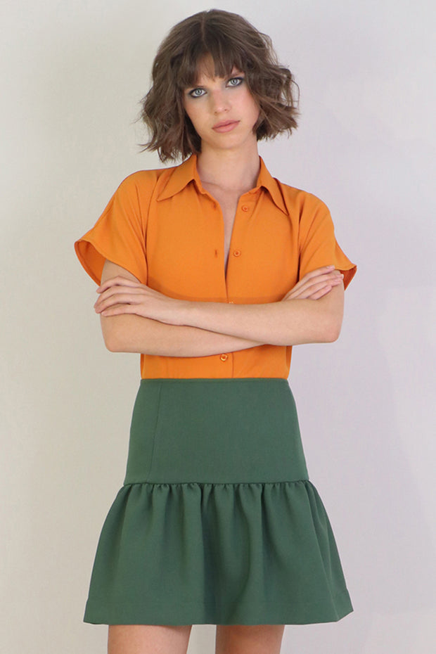 Tissue Mini Peplum Skirt Khaki