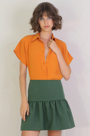 Tissue Mini Peplum Skirt Khaki
